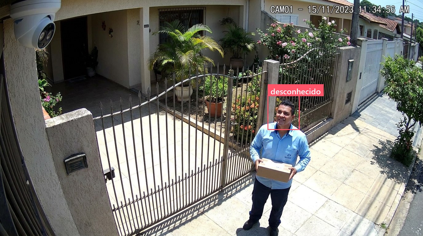 Câmera do portão detectando um desconhecido